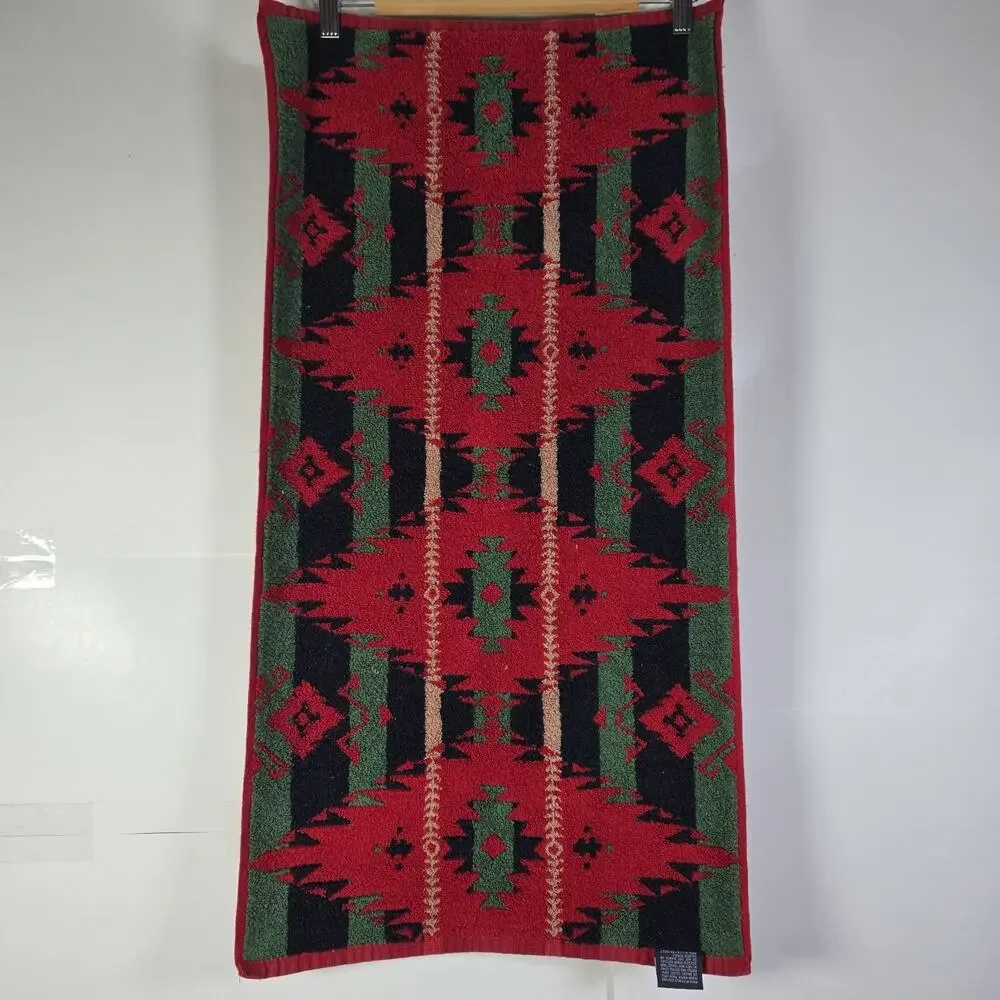 RALPH LAUREN Vintage 90s Southwest Tribal Aztec Cotton Bath/HandTowels Set 2